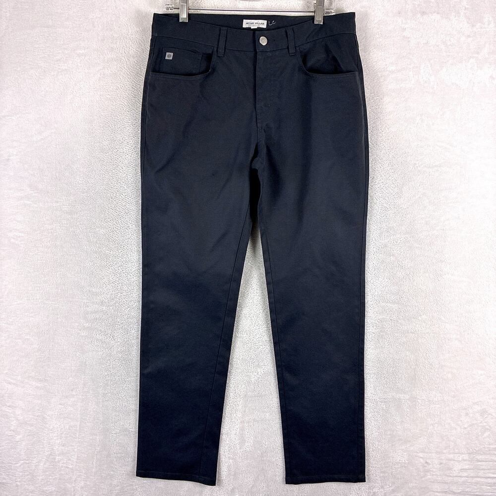Peter Millar Pants Mens 33x32 (34x31) Black EB66 5 Pocket Performance Chino Golf